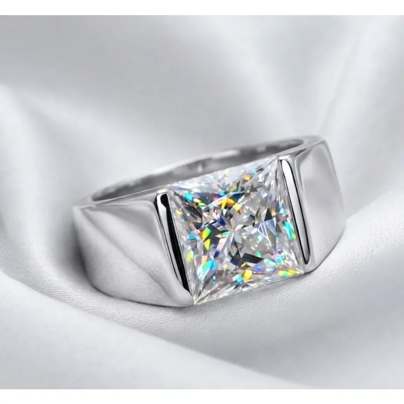 Solid 925 Sterling Silver Ring Fully Set with Moissanite Festive Gift Ideal for Any Occasion