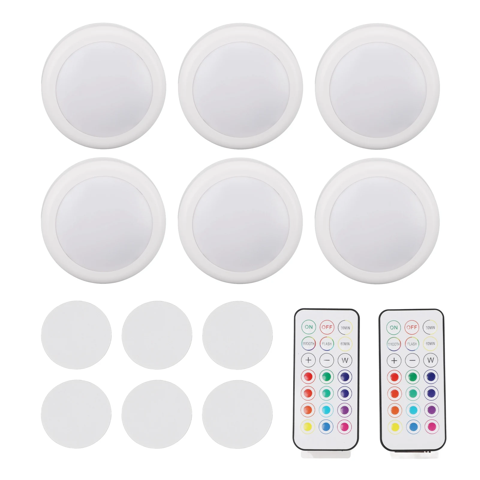 

ZK40 Puck Lights 13 Colors 2 Control Ways Warm Light Battery Operated Push Lights with Remote Control for Kitchen Closet