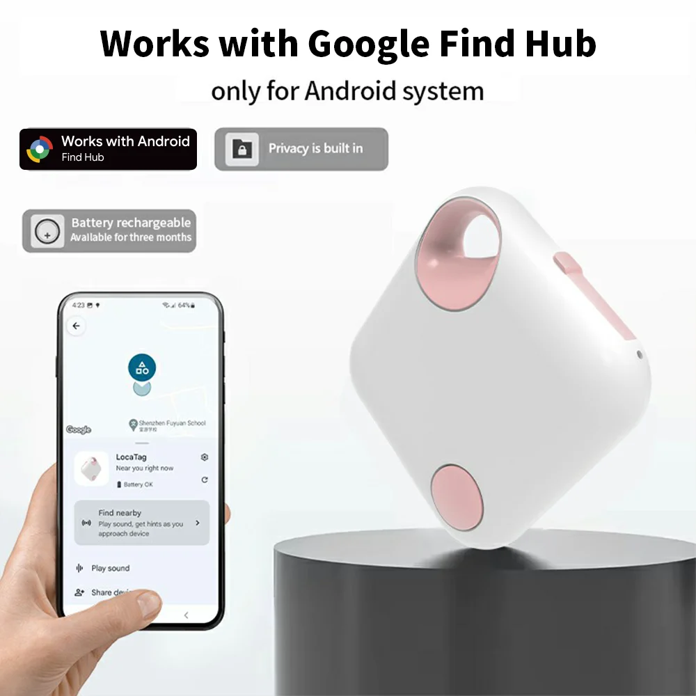 Android Tracker Type-C Charging Portable Anti-lost Device for Google's Find Hub App Key Finder Smart Tag for Pixel Motorola GMS