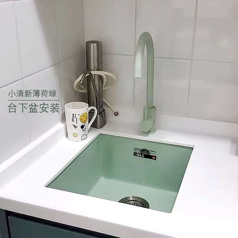 

Nakajima Basin Bar Counter Basin Colored Quartz Stone Sink Small Single Sink Kitchen Vegetable Basin Small Embedded Undercounter