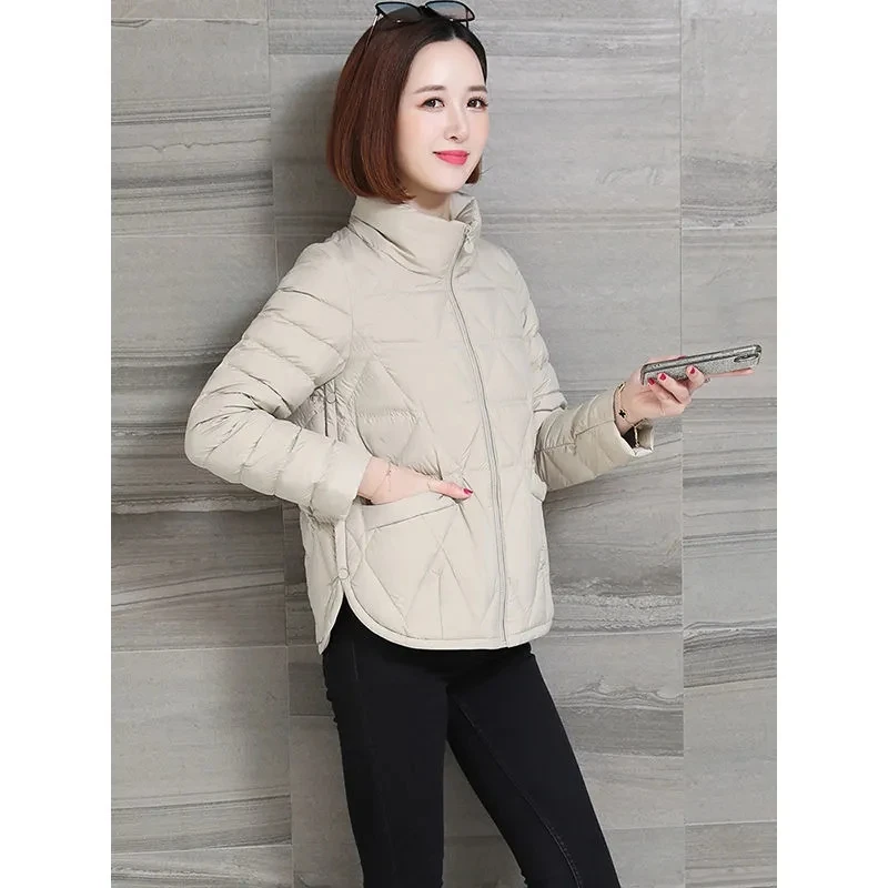 Down Cotton Jacket Womens 2024 Spring Autumn New Korean Fashion Light Slim Padded Coat Female Large Size Short Parkas