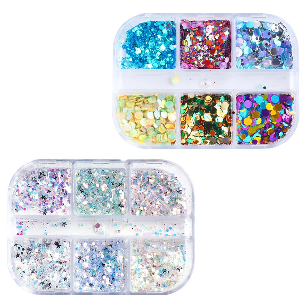 

2 Boxes Nail Art Decor Glitter Chic Irregular Shapes DIY Nail Crafting Decoration for Natural Artificial Nails