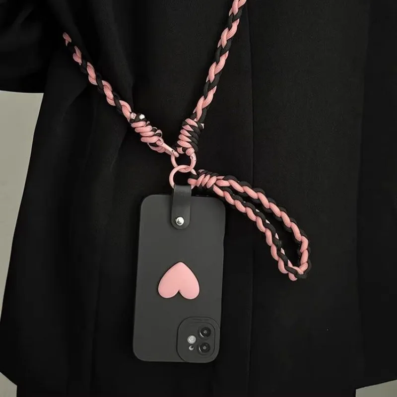 Crossbody Lanyard Wrist Strap Love Heart Case for Xiaomi Redmi Note 13 12 11 10 9 8 7 11S 10S Pro Plus 4G 5G Silicone Cover image 3