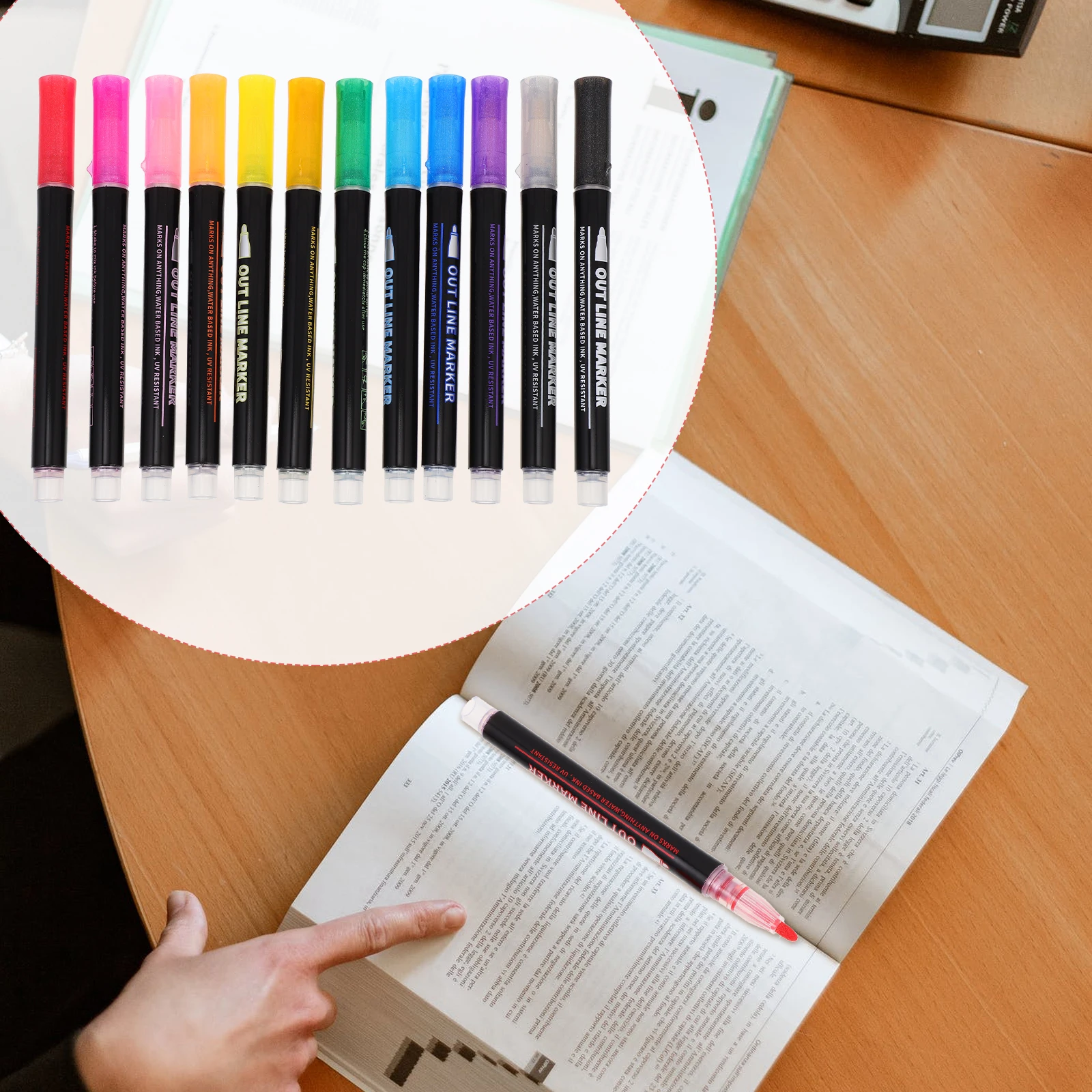 

12 Pcs Colorful Contour Pen Extra Plastic Marker Painting Lightweight Durable Office Home School Use Marker Pen Paint