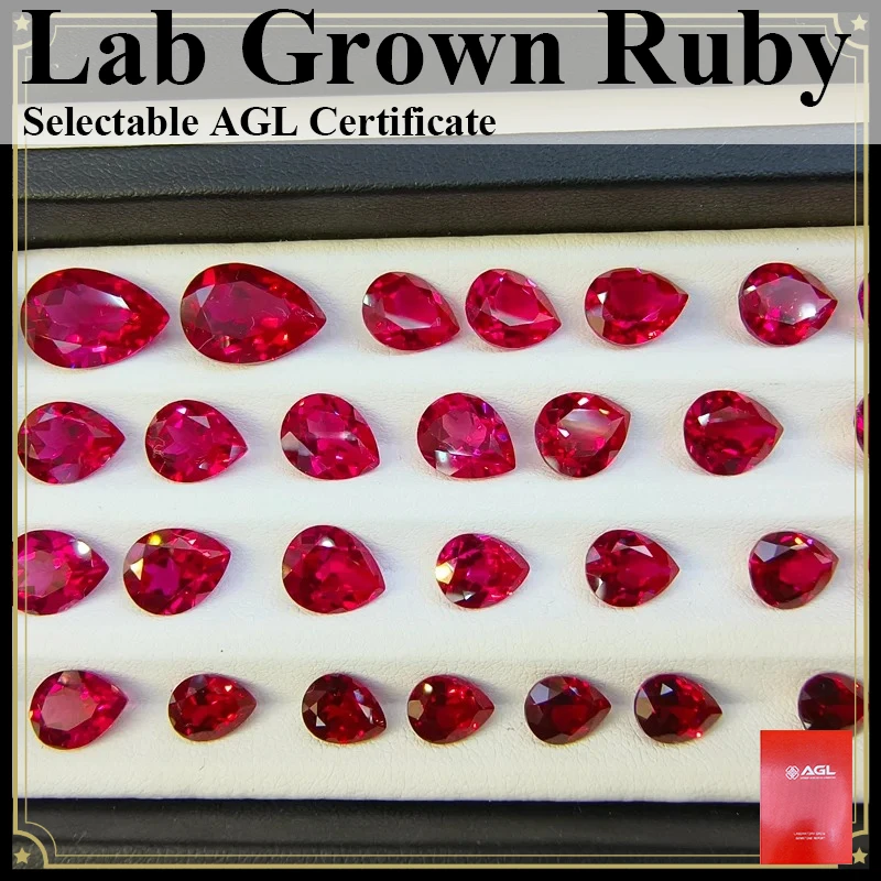 Laboratório cultivado rubi vários formatos pombo sangue vermelho encantos pedra preciosa para diy jóias fazendo materiais certificado selecionável