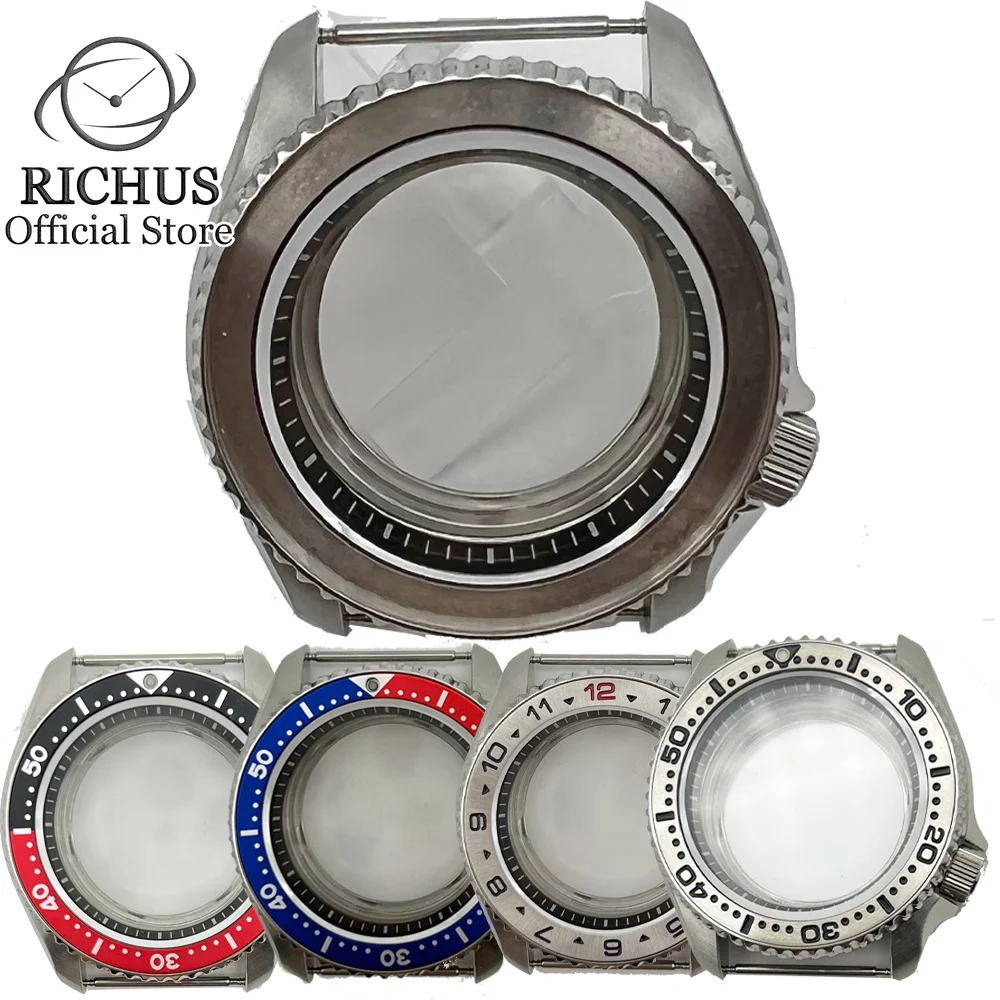 

42mm Silver Watch Case With Bezel 316L Stainless Steel Sapphire Glass For NH35 NH36 Movement Watches Parts