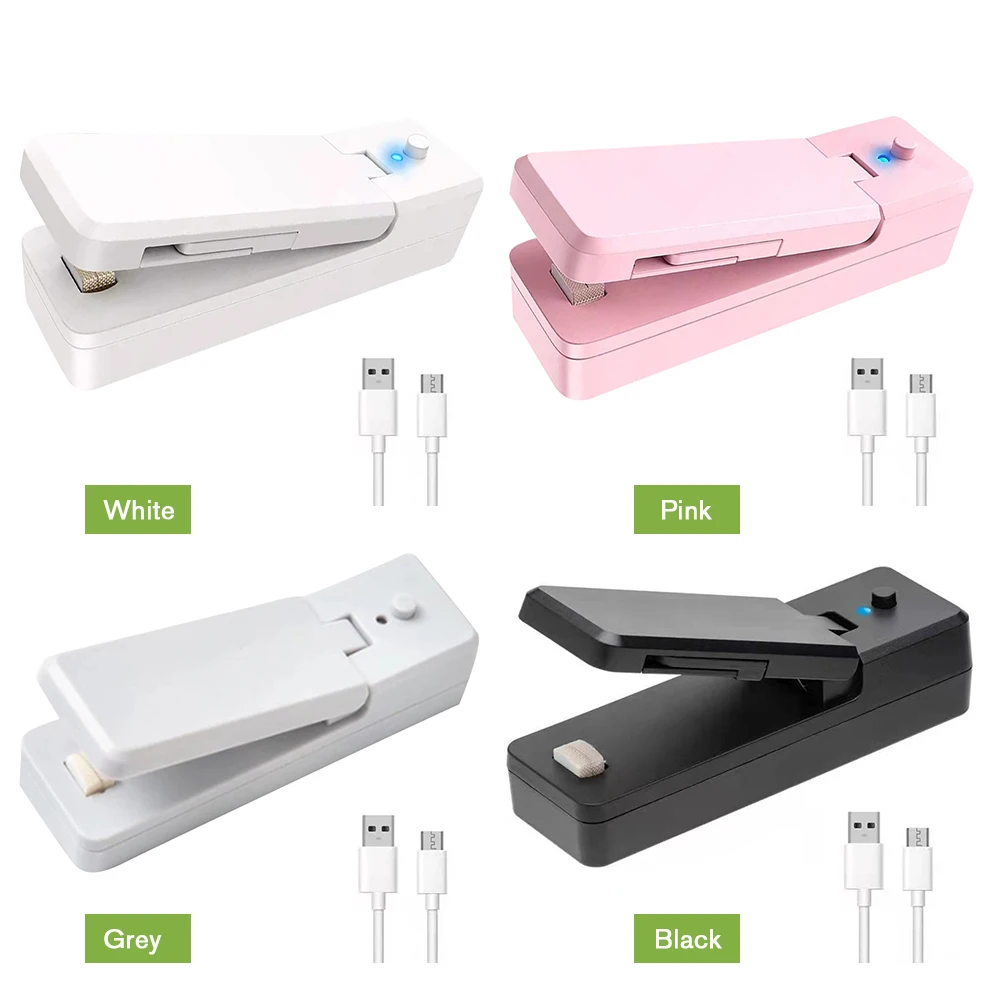 Mini Heat Sealer USB Rechargeable Portable Sealing Machine Handheld with Cutter for Plastic Bags Snacks and Food Storage