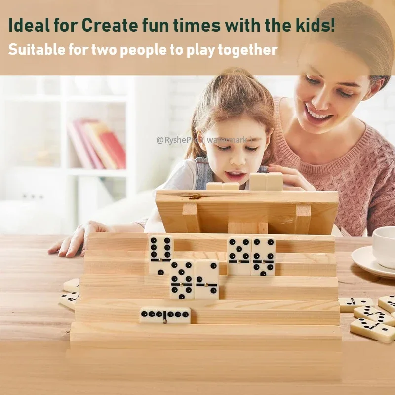 مجموعة الدومينو للبالغين ألعاب الطاولة الكلاسيكية مجموعة مزدوجة 6 الدومينو 28 بلاط مع علبة خشبية للألعاب العائلية لـ Juegos De Mesa