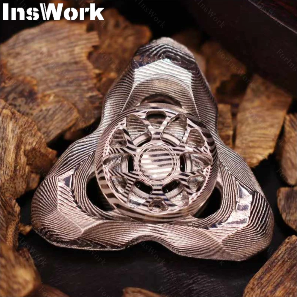 LQ EDC Chinchilla Fidget Spinner Damasteel Metalen Fidget Spinner Bureau Speelgoed