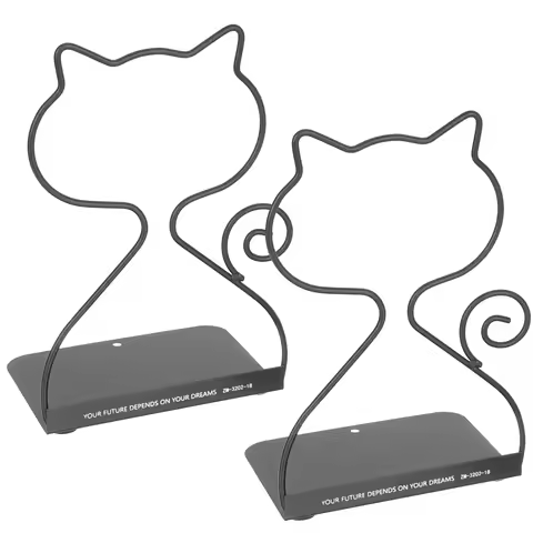 2Pcs Premium Metal Book Ends Strong Desktop Book Holders for Neat Bookshelf Organization Home Office Salon Library Gift Idea