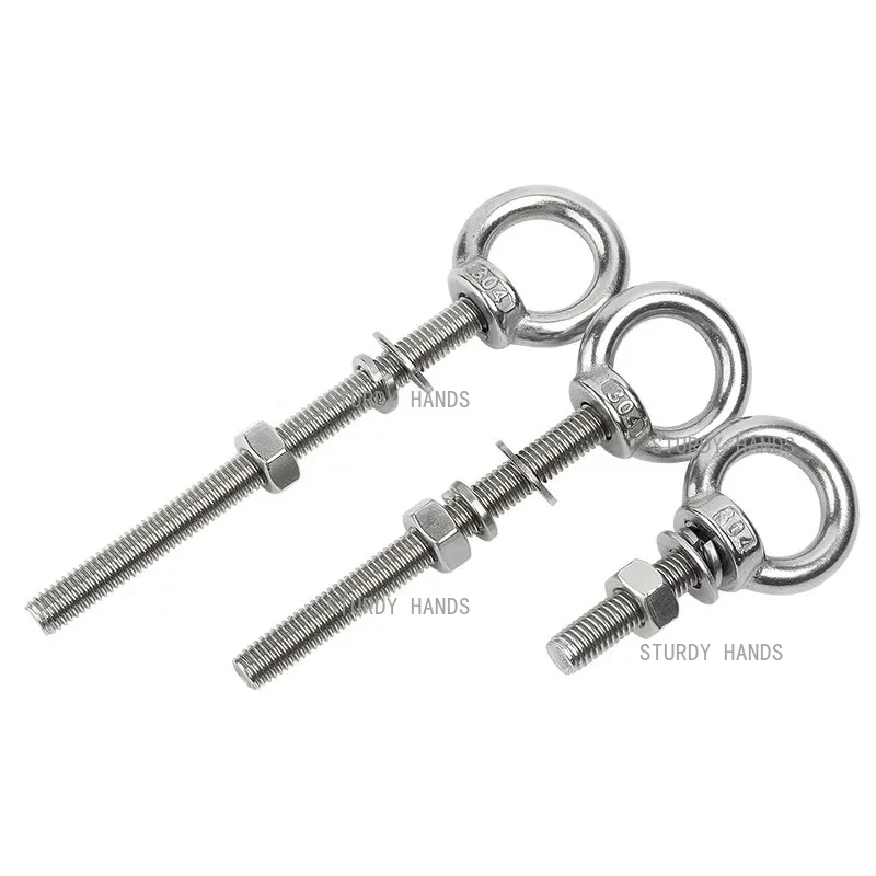 2pcs Stainless steel lifting ring screw Nut set Perforated through wall screw rod Crane bolts and screws