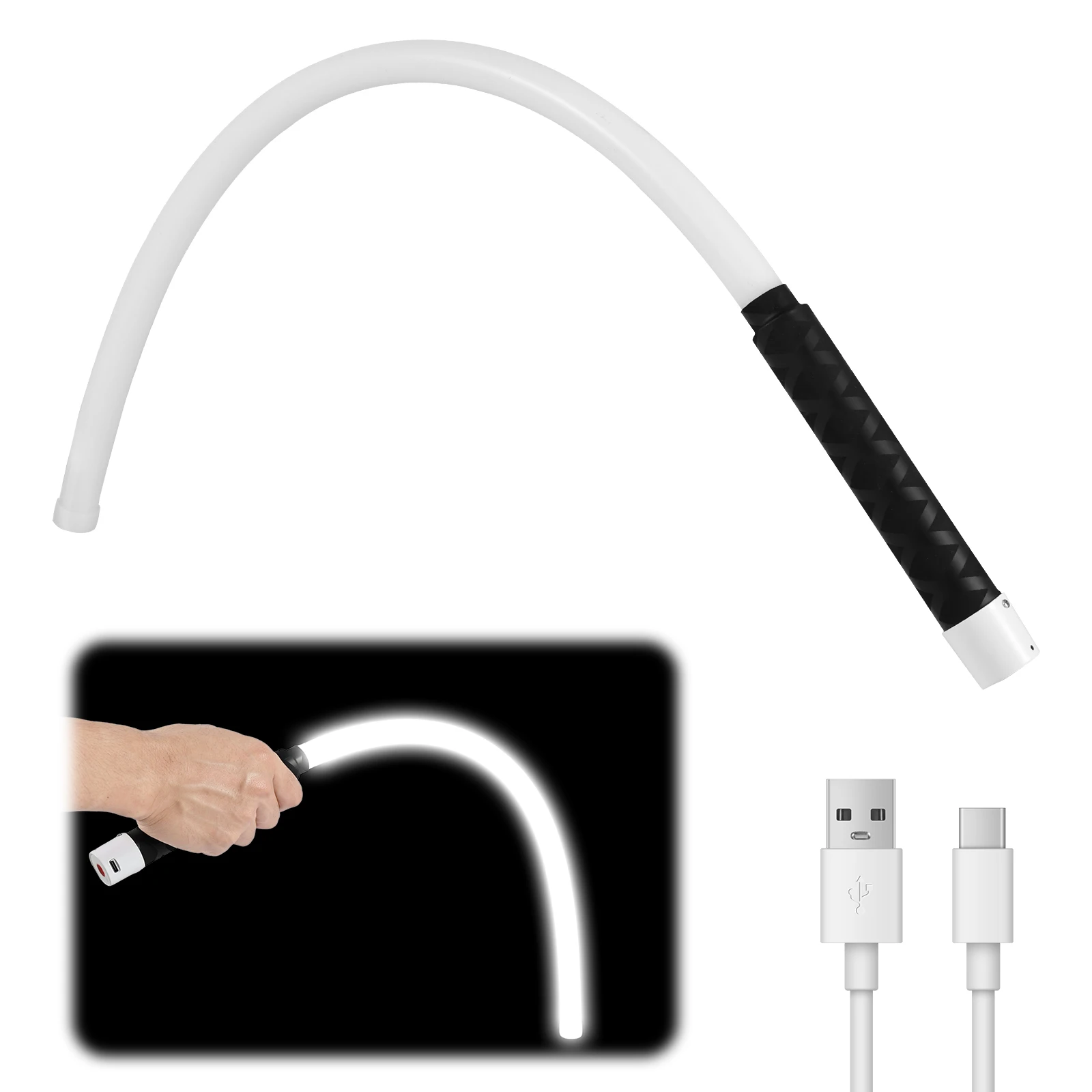 Flexible Flashlight Stick LED Bendable Work Light Rechargeable High Lumen 3 Brightness Levels for Car Repairs Workshop Home