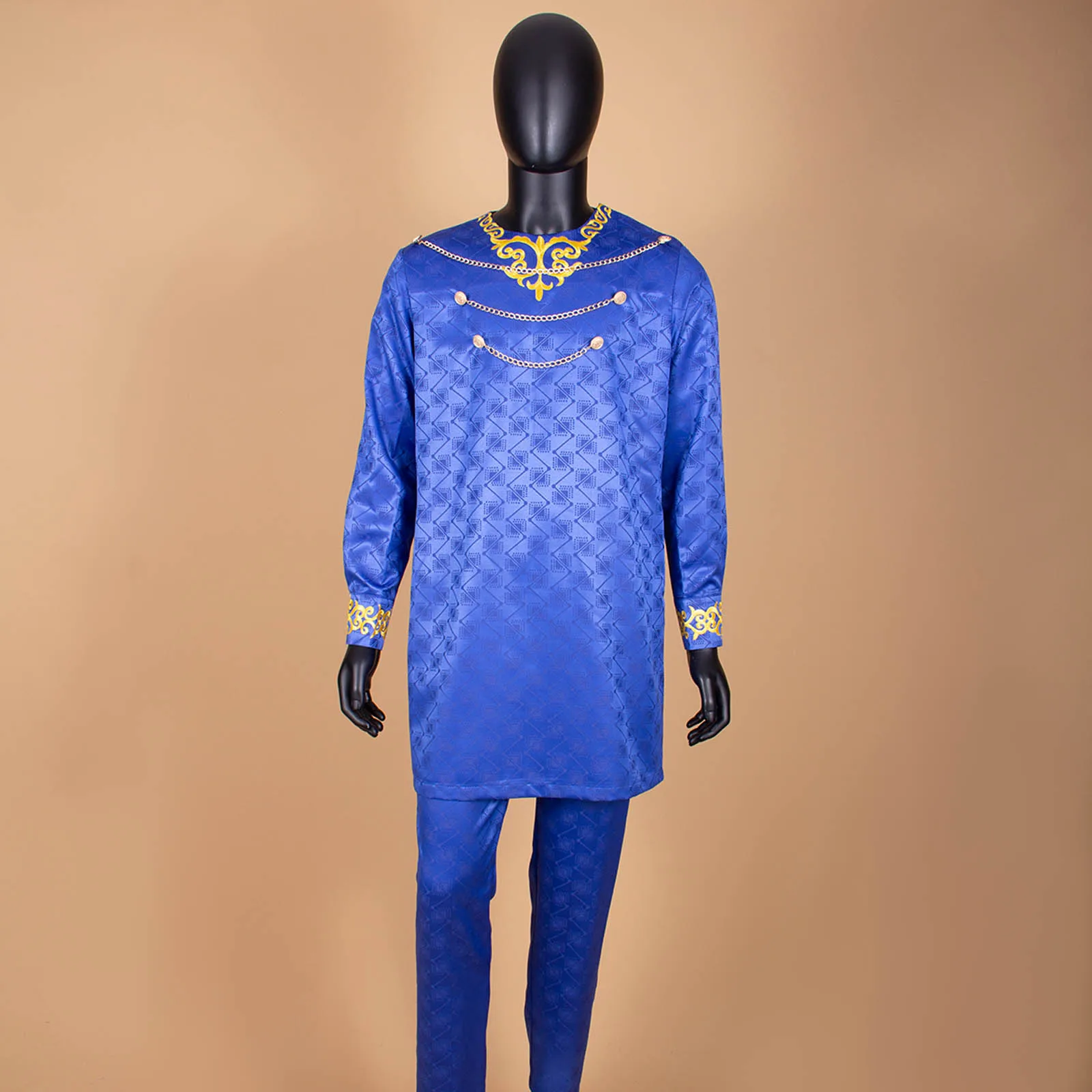 New Fashion African Men's  Embroidered Shirt and Trousers 2-piece Set Festival Bazin Riche Wedding Evening Clothes A2216026