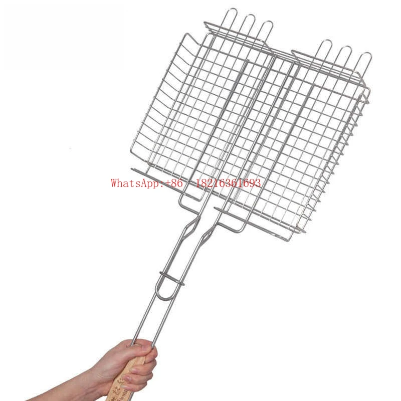 New Type of Large Barbecue Net Utensil with Thickened Stainless Steel Grilled Fish Clamp