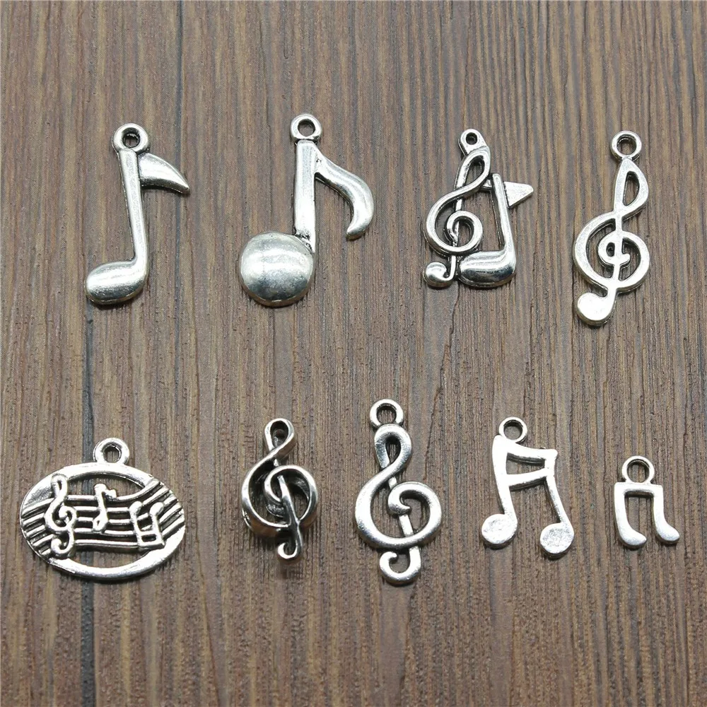 20 sztuk / partia Charms Nuta Antyczny Srebrny Kolor Nuta Nuta Charms Biżuteria Ustalenia DIY Nuta Nuta Charms Hurtownie