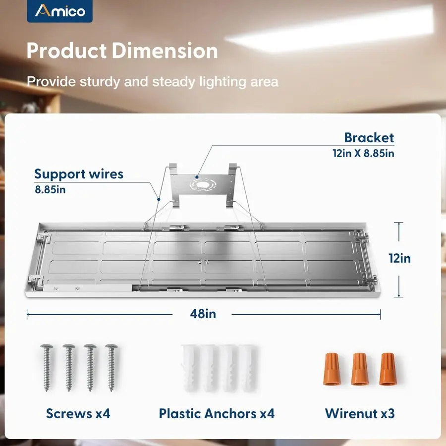 Luz de panel plano LED 1x4 Montaje en superficie, 50W 5750LM TRIAC 10100 regulable, 3CCT seleccionable 3500K 4000K 5000K Luz de techo Troffer