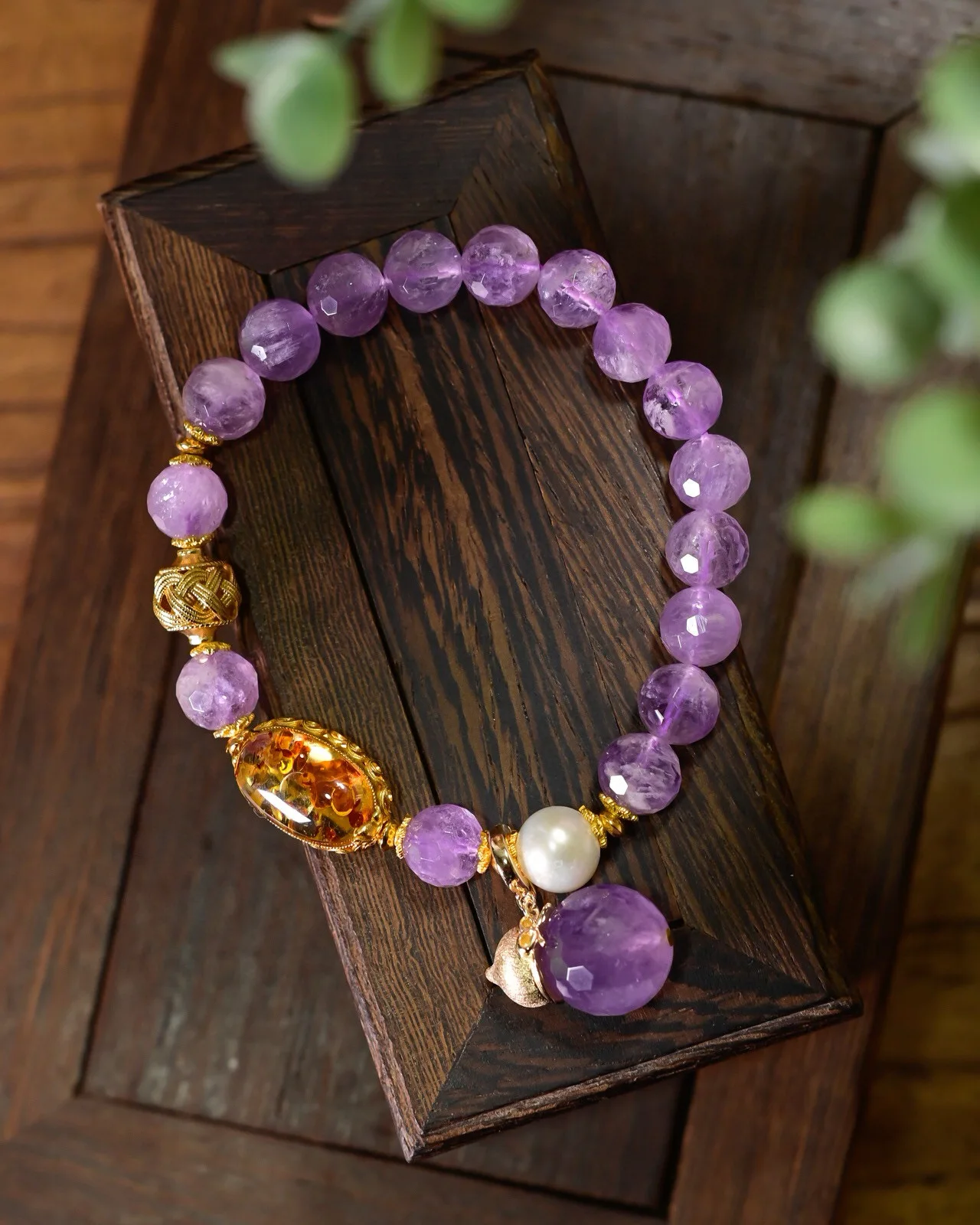 

Браслет из натурального фиолетового нефрита S925, серебро, позолоченный янтарный цветок, янтарный фиолетовый браслет из тыквы с кристаллами, счастливый подарок