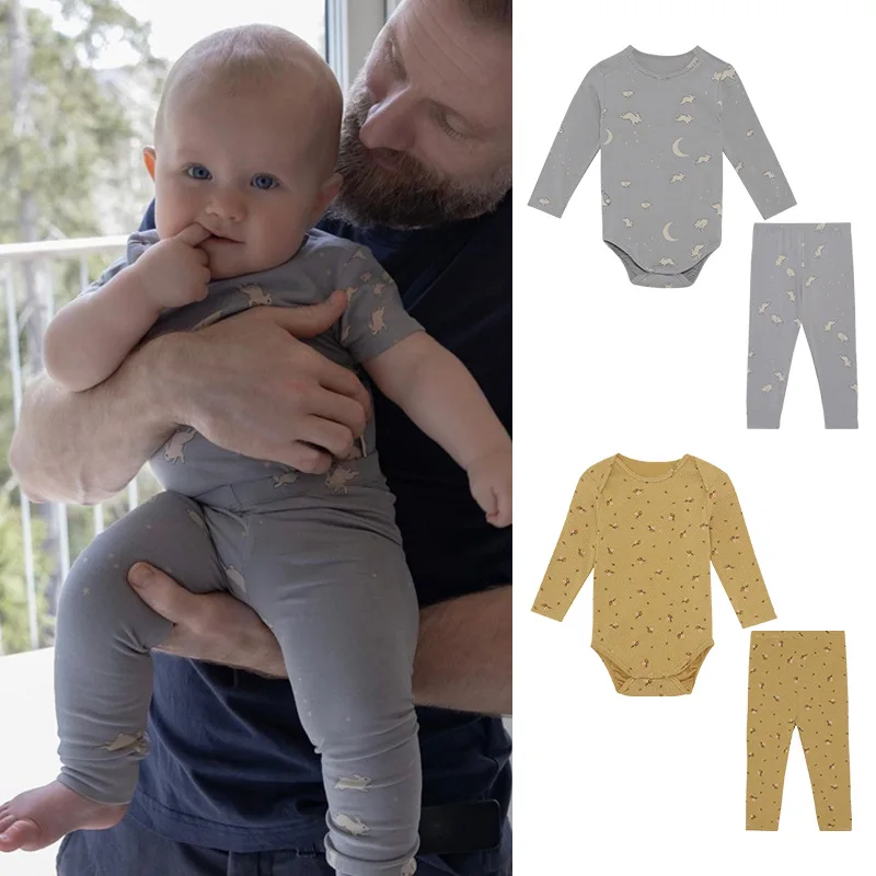 

RomperDew Baby Cotton Men and Women Baby Crawling Clothes Newborn Baby Side Open Long-sleeved One-piece Triangle Bum Coat