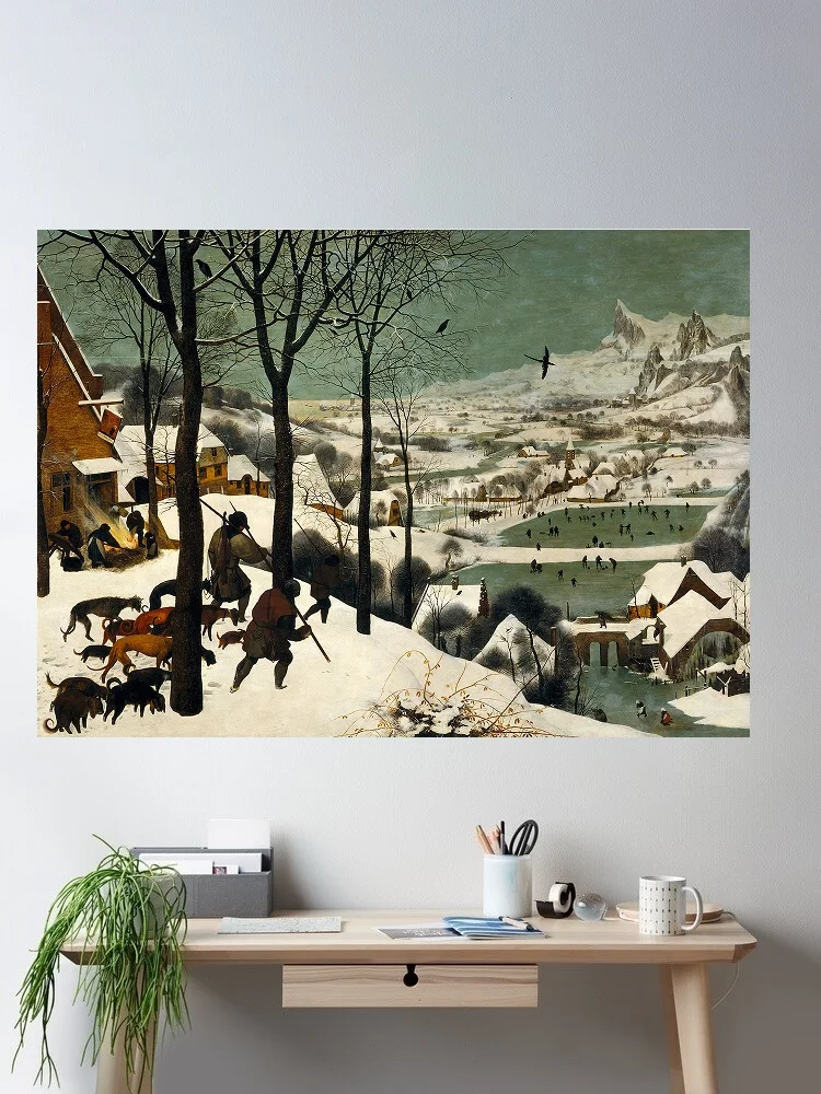 Pieter Bruegel The Elder Hunters In The Snow Winter, Art Print Silk Poster Home Wall Decor