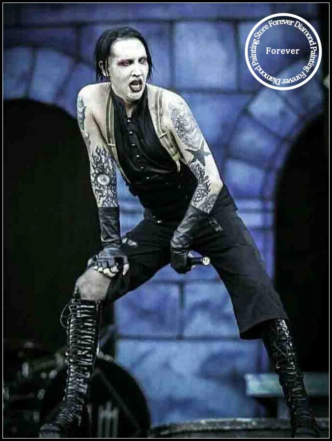 Marilyn Manson Diamond Rhinestones Painting Singer Art Poster
