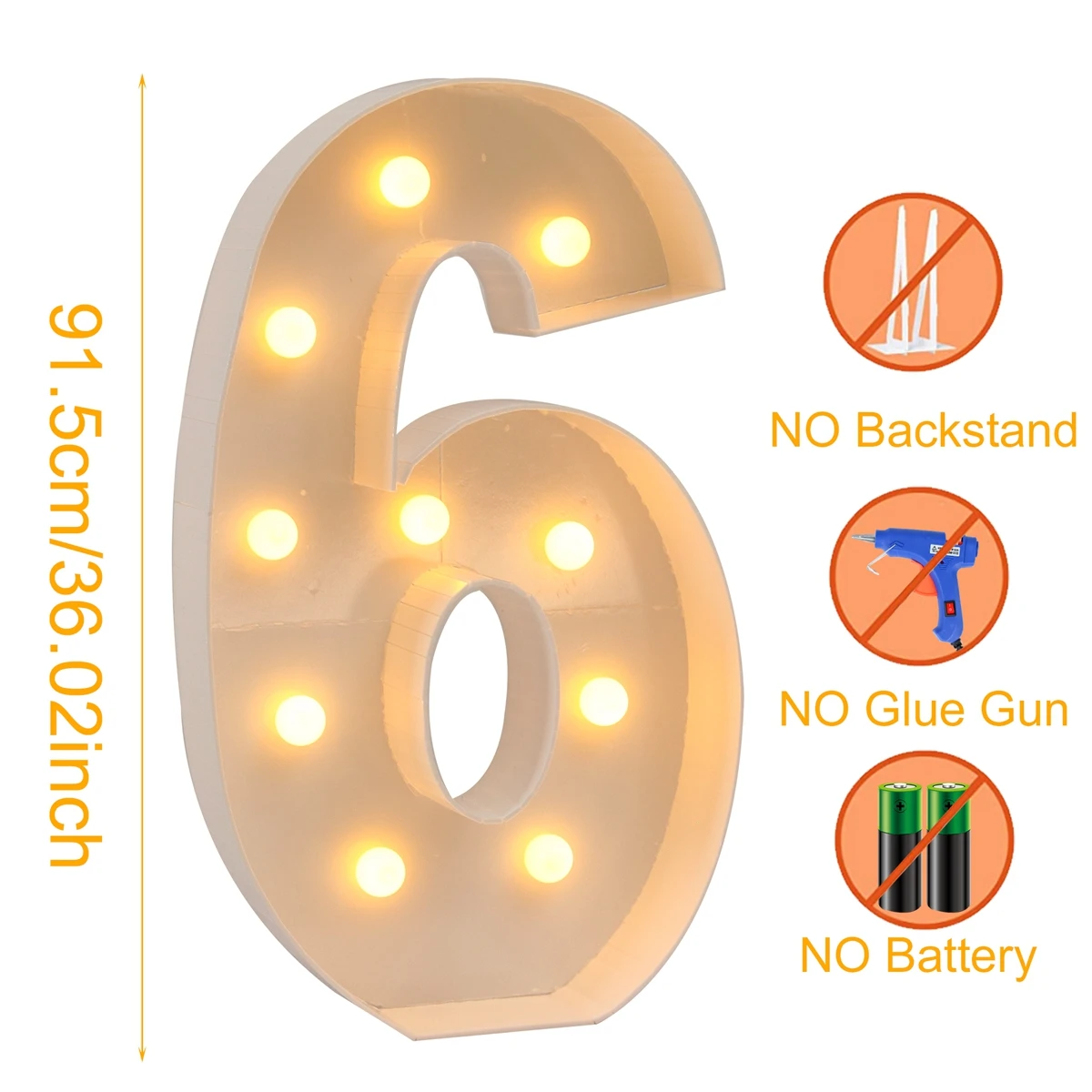 91,5 cm gigantische led-licht verjaardagsnummer figuur 1e verjaardag jubileum bruiloft baby shower decor 30 40 50 verjaardag nummerframe - afbeelding 1