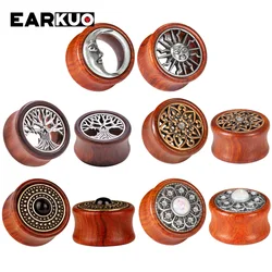 EARKUO Fashionable Style Wood Ear Gauges Tunnels Plugs Piercing Body Jewelry Earring Expanders Stretchers For Women Men 2PCS