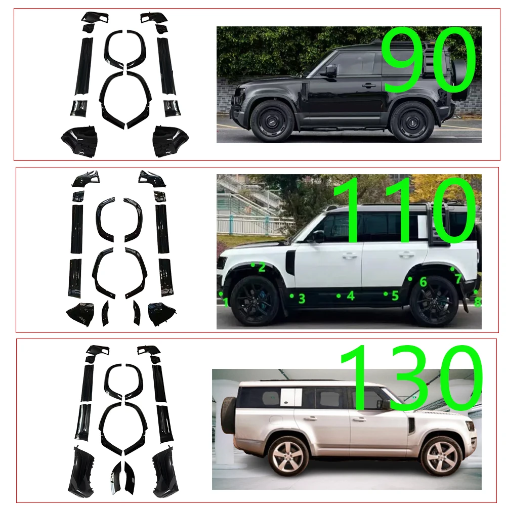 Car Decoration Auto Accessories Wrap Angle Side Skirts Door Trim Panel Wheel Arch for Land Rover Defender 130