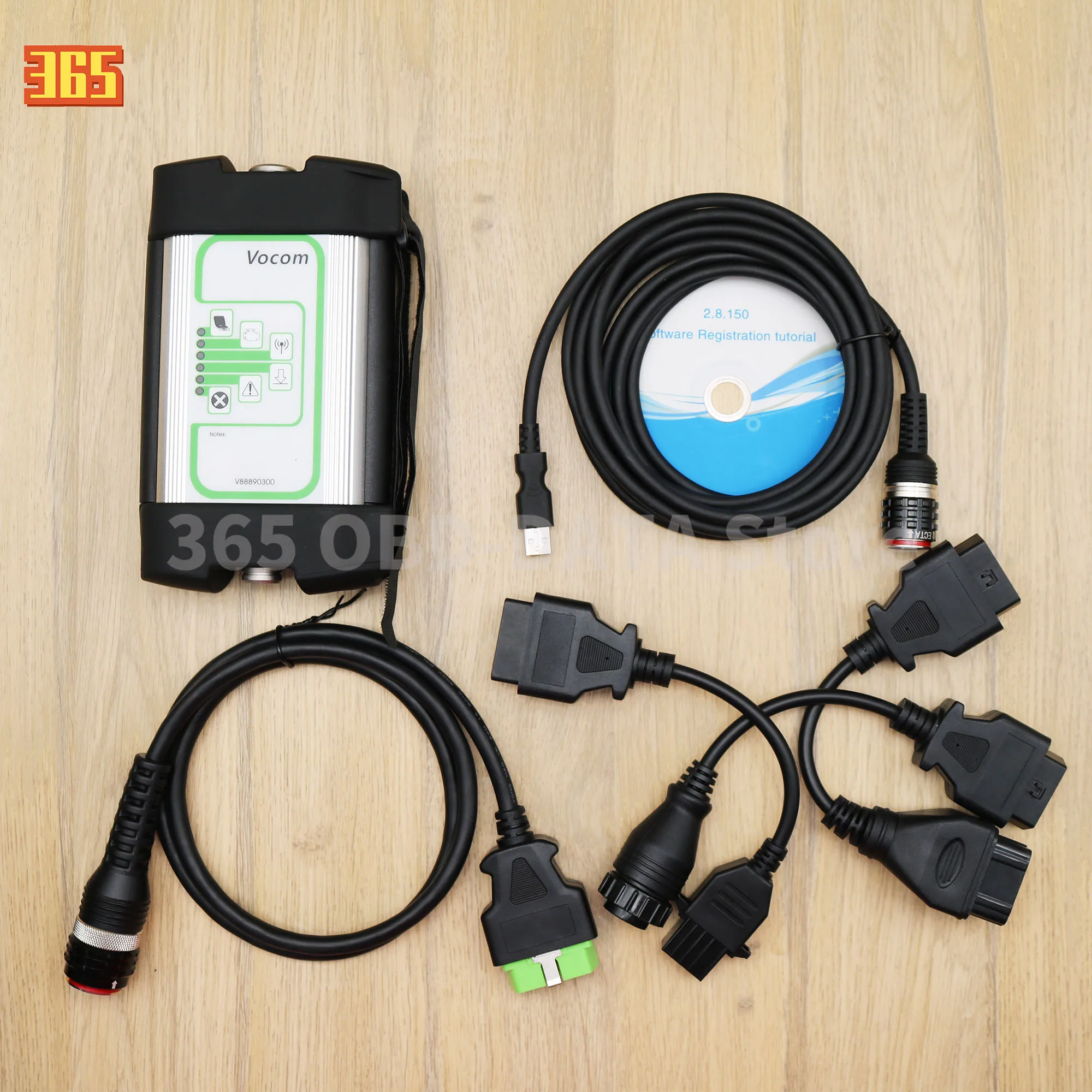 For VOCOM 1 Interface VOCOM1 88890300 2.8.PPT Heavy truck excavator scanner Diagnostic Tool with ECU programming test cable