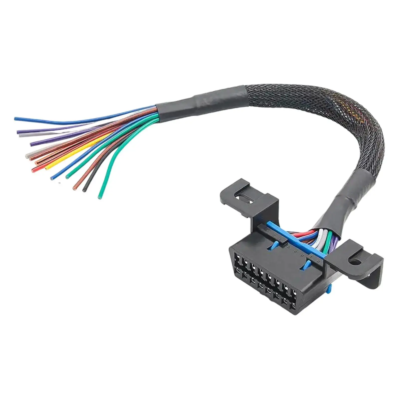 16pin OBD2 Female to Open Cable Colorful Fixed Wire PP Harness for Car Diagnostic DIY Upgrade