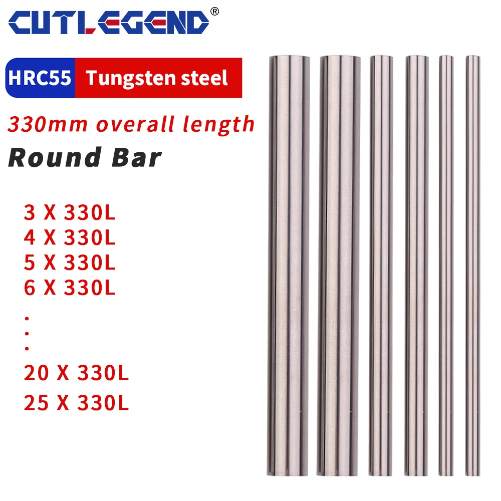 

HRC55 Solid Carbide Round Rod 3mm 4mm 5mm 6mm 7mm 8mm 9mm 10mm 12mm 13mm 14mm 16mm 20mm diameter 330mm Length Tungsten Steel Bar