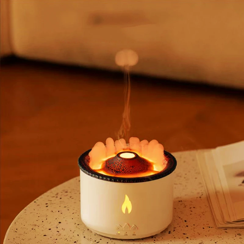 Creative Volcano Humidifier Aroma Diffuser with Flame Effect for Home Office Desk Decor
