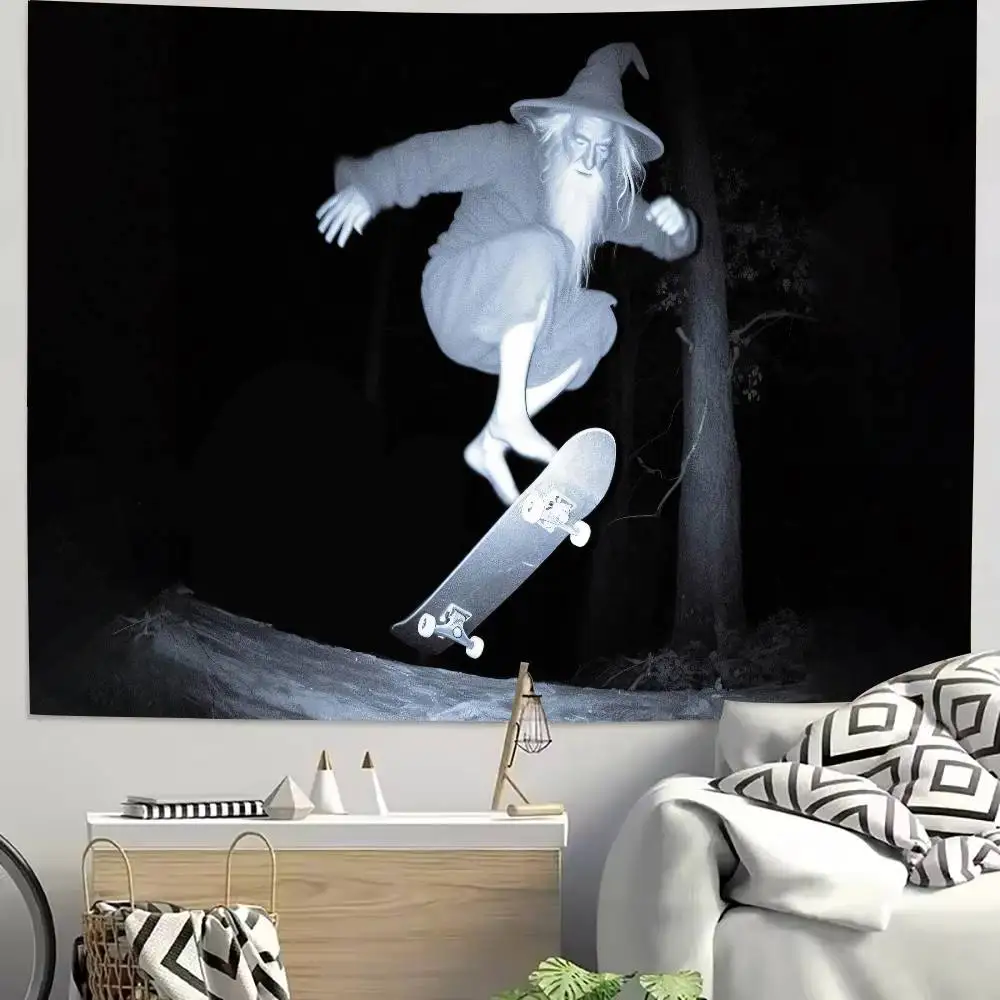 

Large MEME Funny Wizard Tapestry Decoration Bedroom Dormitory Background Cloth Holiday Home Party Living Room Club Tapestry
