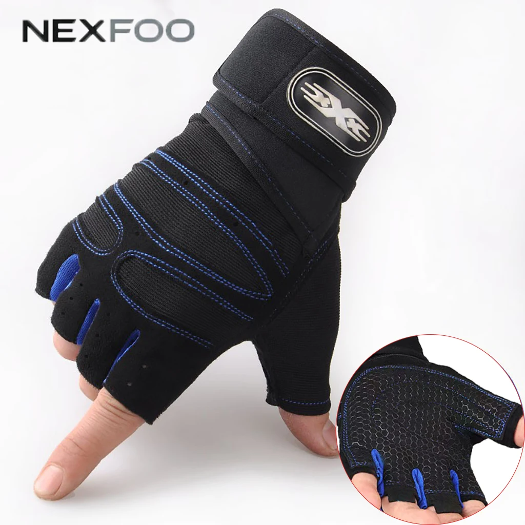 NEXFOO Gym Weight Lifting Gloves 1 Pair – Shockproof Fitness Gloves with Wrist Wrap Support for Dumbbell, Weightlifting & Riding