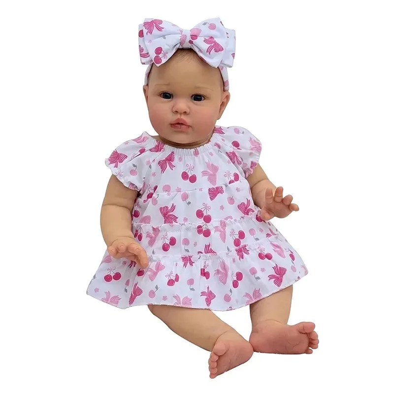 55cm Newborn Baby Lifelike Girl Doll Ellie Awake Reborn Baby Size 3D Skin Visible Veins Collectible Art Doll