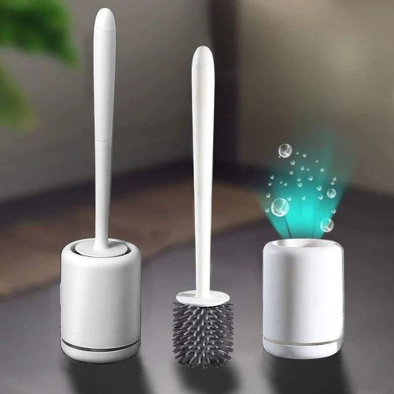 

Household Toilet Brush Set Holder Nylon/ Silicone Bristle Creative Ground Satanding Holder Lavatory Brush Toilet Cleaning Tools
