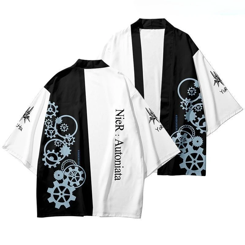 NieR: Automata Haori Clothing Merchandise قميص كيمونو للجنسين طالب أنيمي قصيرة الأكمام تي شيرت الربيع الصيف #3