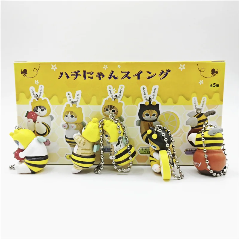 Mofusand سحب النحل لطيف القط شخصية كرتونية الديكور دمية لطيفة اليدوية نموذج لعبة الزخرفية صبي فتاة هدية عيد ميلاد