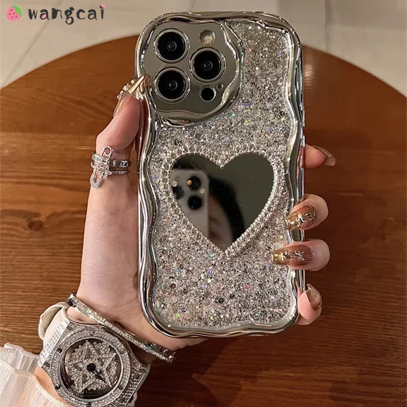 For OPPO A78 A58 A95 5G A53 A33 A32 A31 A9 A5 2020 A53S 4G F11 F9 Pro A98 A97 Phone Cover Wave Make up Mirror Cover