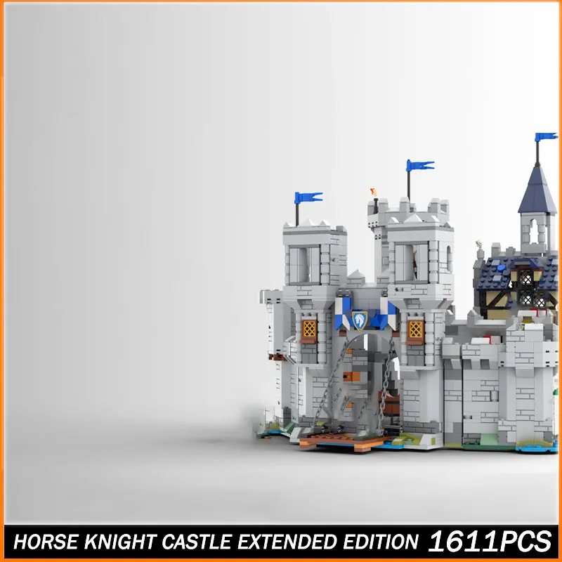 

Строительный блок MOC, средневековая архитектура, замок для дома рыцаря, расширенное издание, модель кирпича, творческое образование, рождественский подарок, 1611 шт.