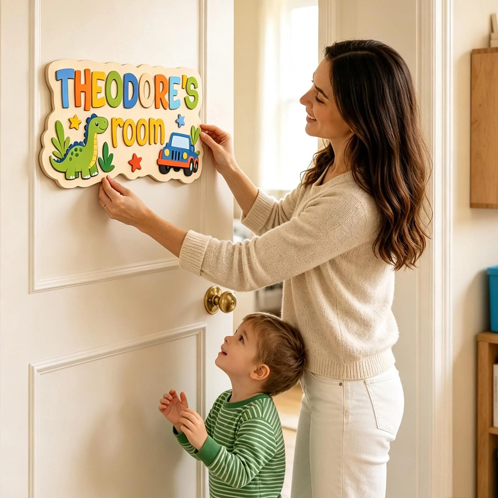 Personalized Wooden Kids Door Sign, Custom Name Plaque for Boys & Girls Bedroom, Nursery Wall Decor, Baby Shower & Birthday Gift