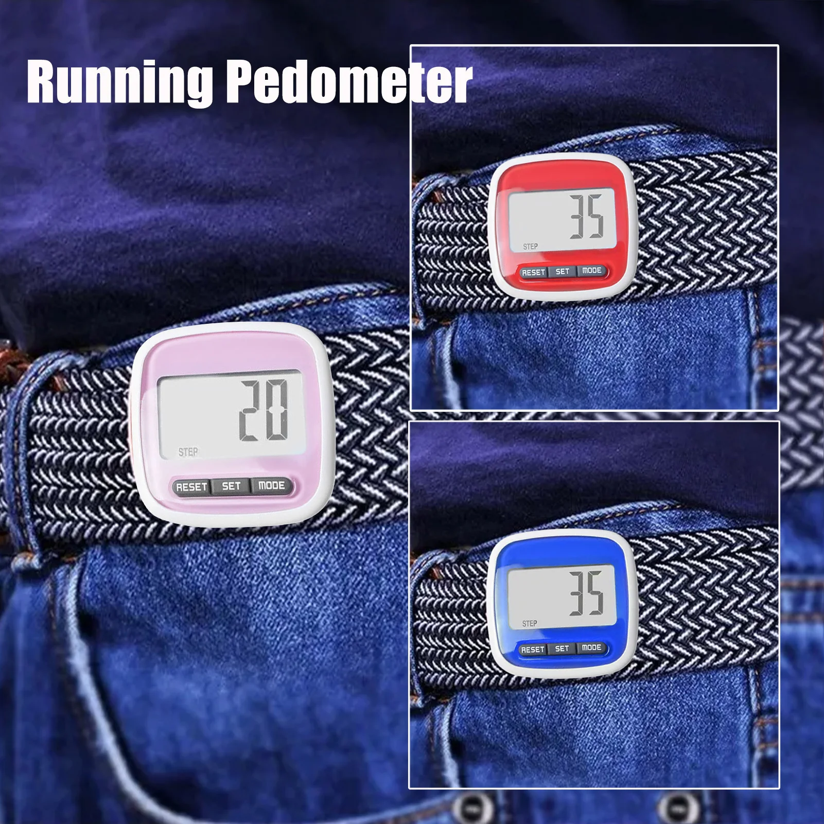 

LCD Pedometer For Walking Running Jogging Training Step Counter Double Keys Mini Digital Calculation Clip-on Passometer