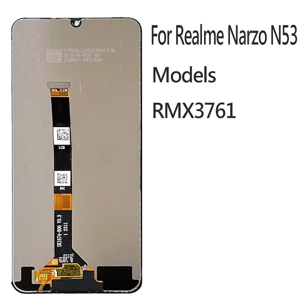 IPS For Realme C53 C51 RMX3760 LCD Display Touch Screen Panel Digitizer Assembly Replacement For Realme Narzo N53 RMX3761 LCD