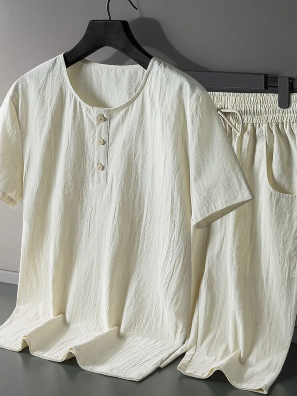 

Летний новый мужской повседневный спортивный костюм из хлопка и льна: футболка с коротким рукавом и шорты в стиле ханьфу, ретро-комплект из двух предметов, молодежный, китайский стиль