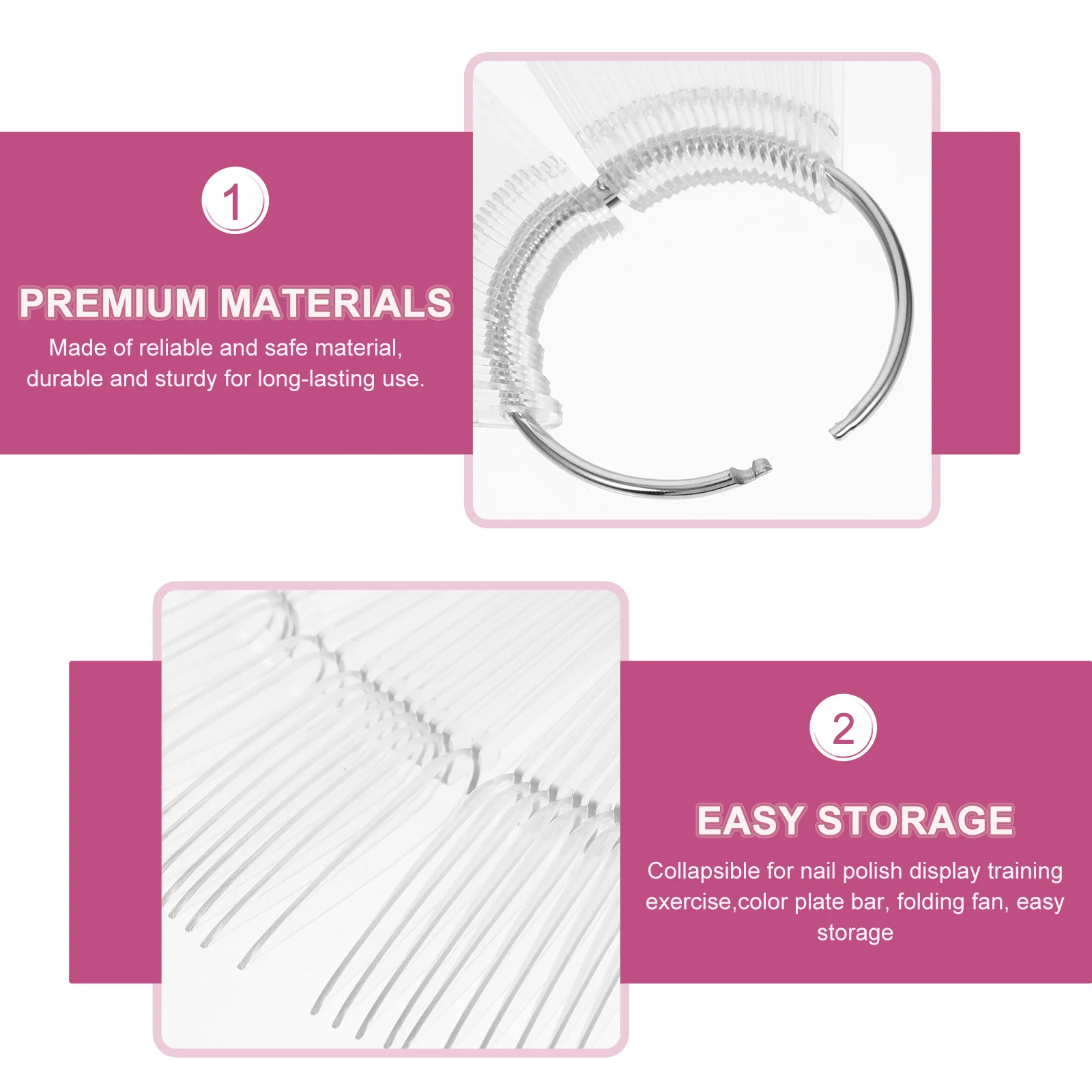 

100Pcs Nail Art Display Tips Foldable False Nail for Polish Salon Practice Exhibition Manicure Tools