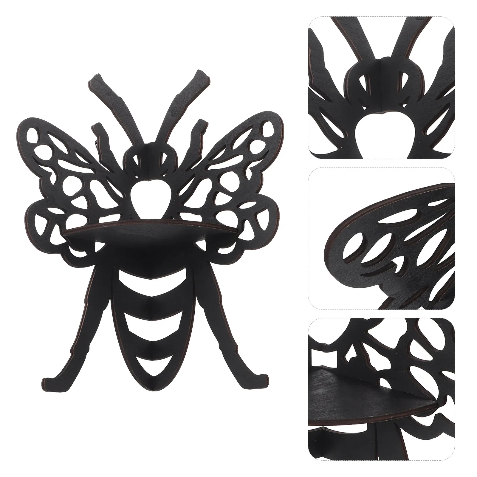Bee Shaped Wooden Right Angle Wall Corner Shelf Floating Display Shelf for Living Room Bedroom Kitchen Bathroom Rustic Style