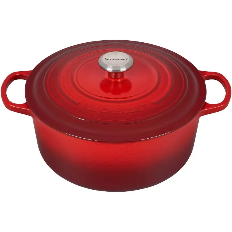 Le Creuset Enameled Cast Iron Signature Round Dutch Oven, 7.25 qt., Cerise