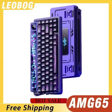 LEOBOG AMG65 Mechanical Gaming Keyboard TFT LED Screen Wireless RGB Game Esports Custom Hot Swap 8000mAh Gamer Keyboard