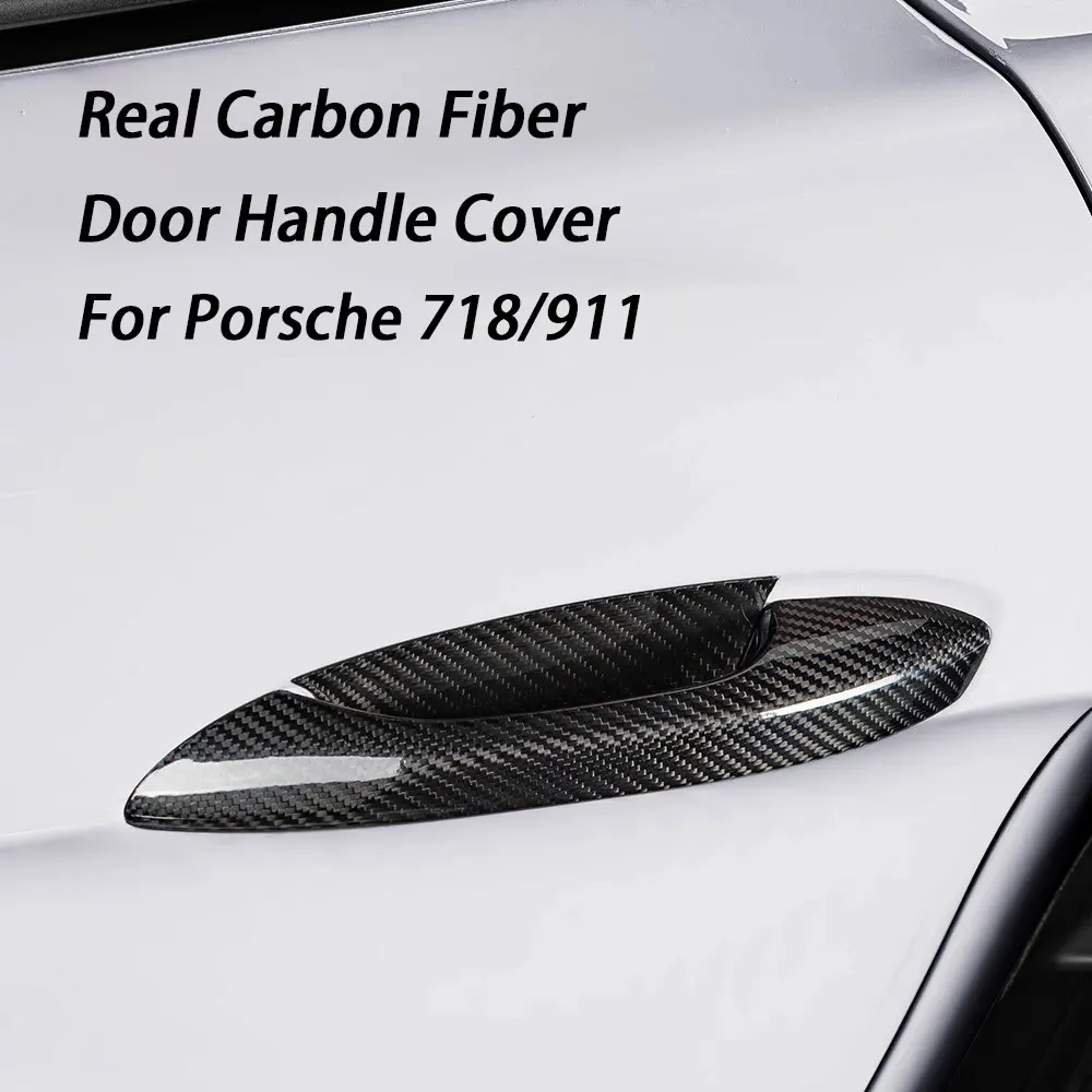 Real Carbon Fiber Car Exterior Modification Door Handle Cover Sticker For Porsche 718 911 Cayman Boxster 2016 2017 2018-2024