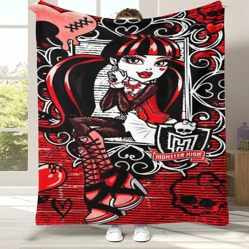 3D Draculaura Monster High Cartoon Doll Soft Flannel Blanket,Cozy Blanket for Bed,Sofa,Living Room,Picnic,Camping,Home Decor