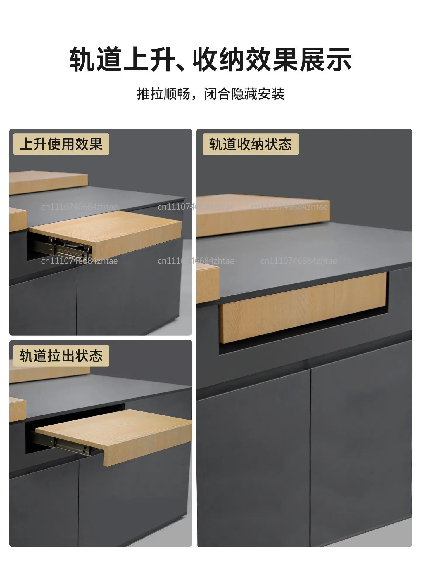 Rising Table Top Sliding Rail Hardware Kit Buffering Extension Track for Dining Table Desk Folding Table Mechanism